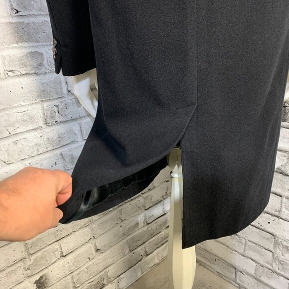 Hugo Boss Wool Trench Coat Large Black Preppy Old Money Corpcore 90s Overcoat - Picture 7 of 16